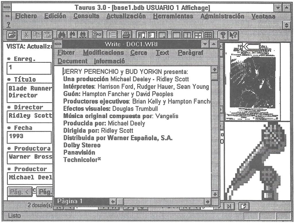Vista de una ficha textual de Taurus