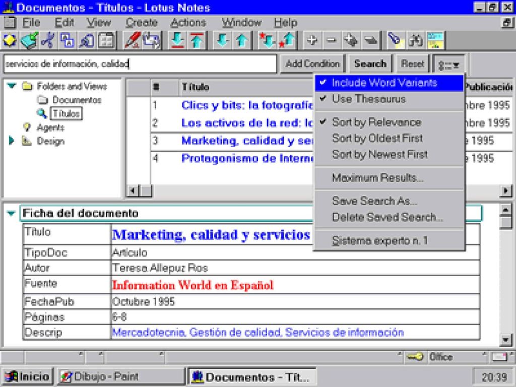 La versión 4 incluye InterNotes, que proporciona un navegador web que se integra en el entorno de trabajo habitual de Notes.
