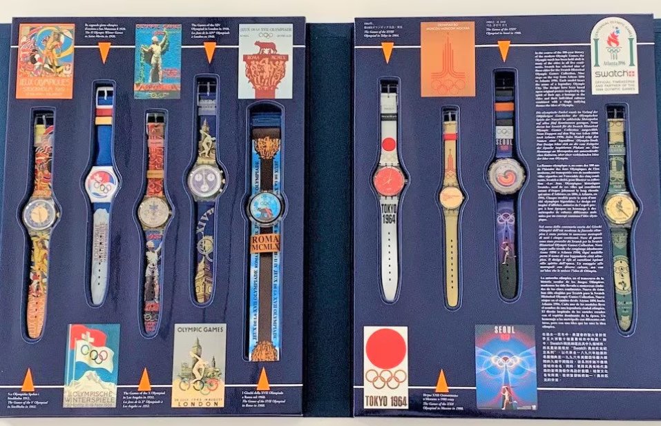 Relojes Swatch gama 1996 sobre Juegos Olímpicos.