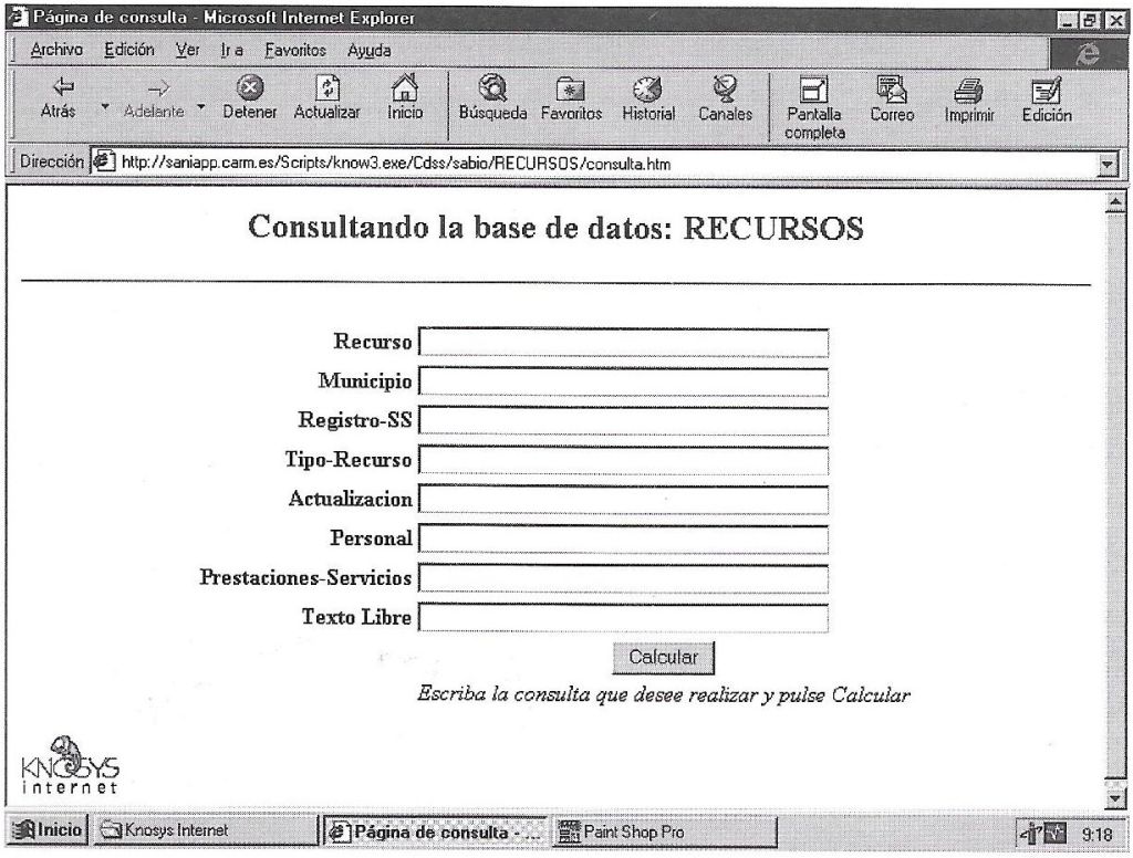 Pantalla de consulta y listado generado directamente por Knosys Internet (1)